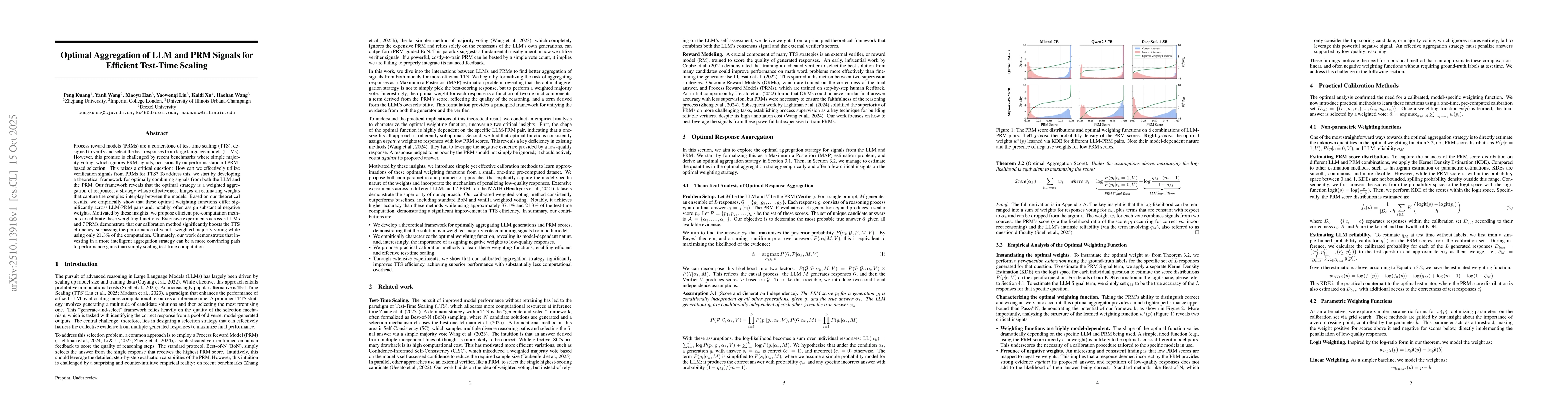 Thumbnail for Optimal Aggregation of LLM and PRM Signals for Efficient Test-Time
  Scaling