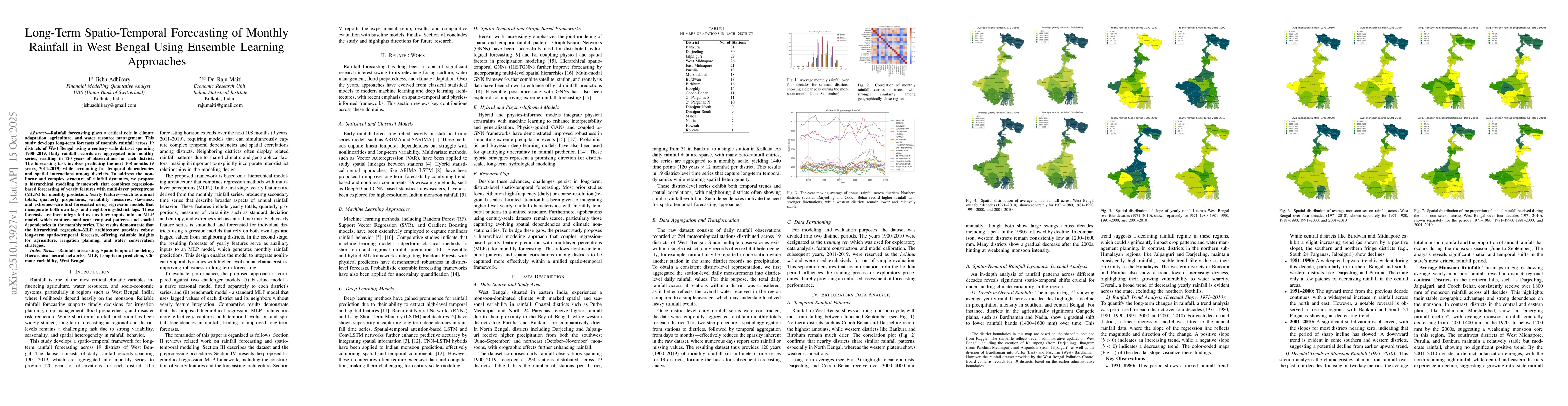 Thumbnail for Long-Term Spatio-Temporal Forecasting of Monthly Rainfall in West Bengal
  Using Ensemble Learning Approaches