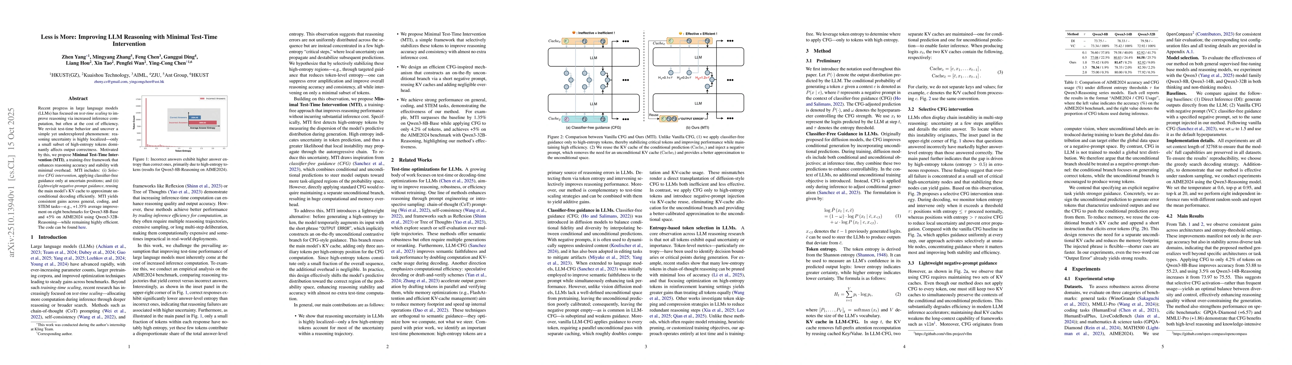 Thumbnail for Less is More: Improving LLM Reasoning with Minimal Test-Time
  Intervention