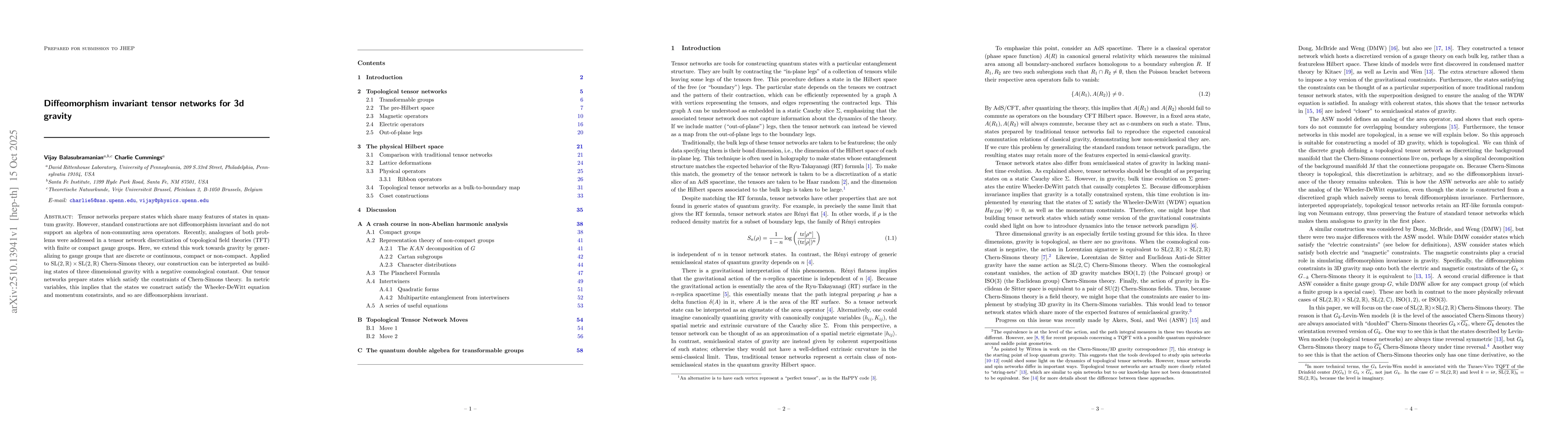 Thumbnail for Diffeomorphism invariant tensor networks for 3d gravity
