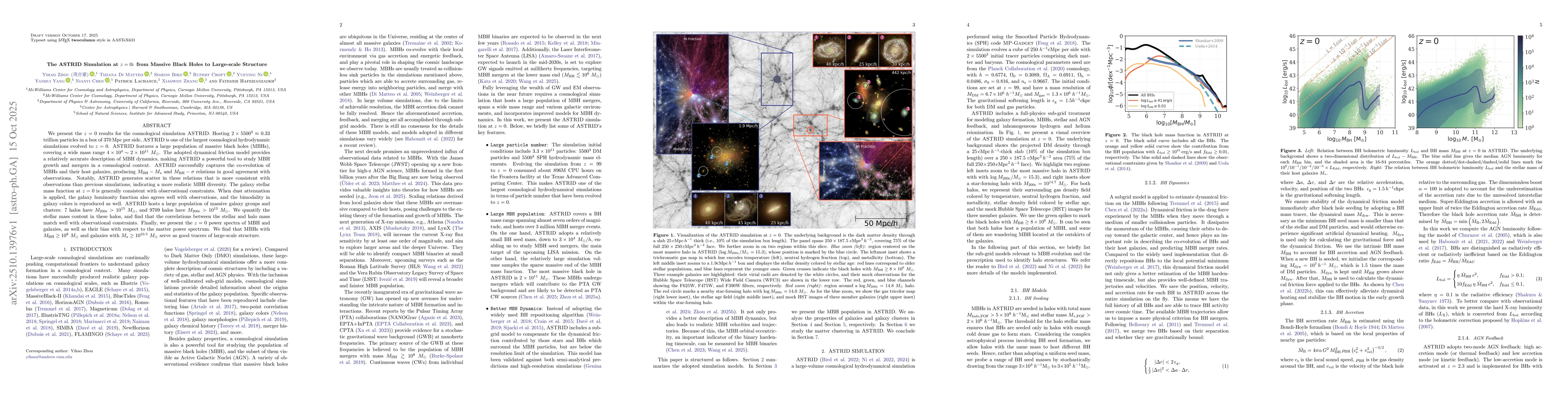 Thumbnail for The ASTRID Simulation at z=0: from Massive Black Holes to Large-scale
  Structure