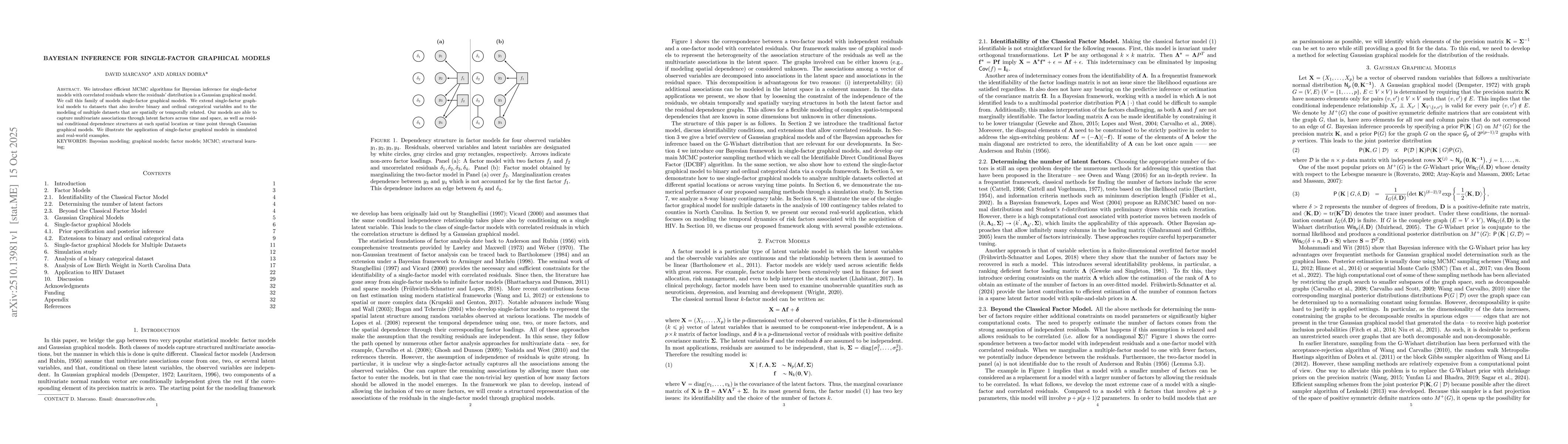 Thumbnail for Bayesian Inference for Single-factor Graphical Models