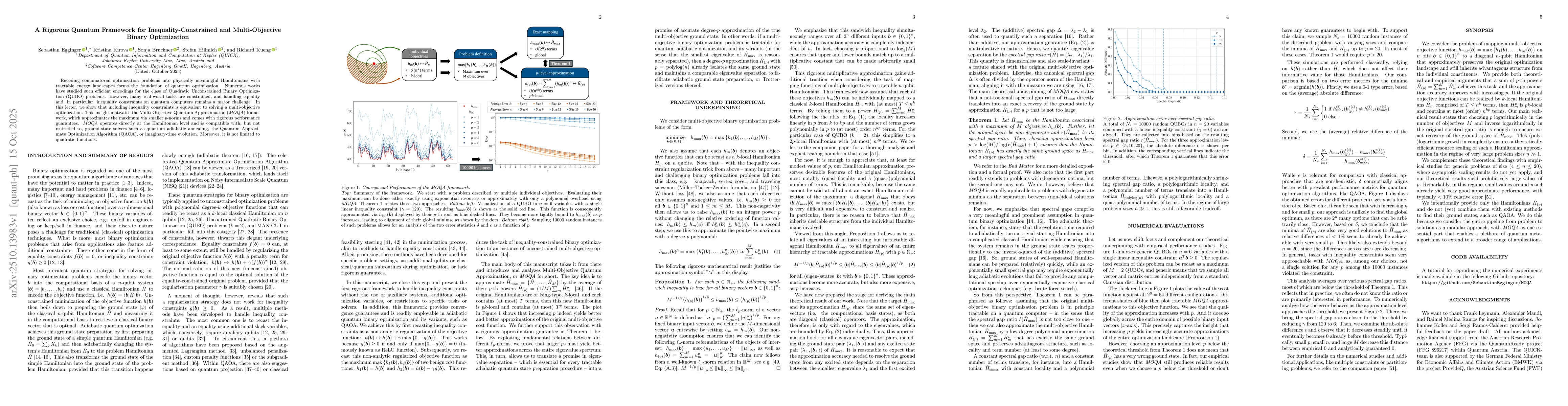 Thumbnail for A Rigorous Quantum Framework for Inequality-Constrained and
  Multi-Objective Binary Optimization