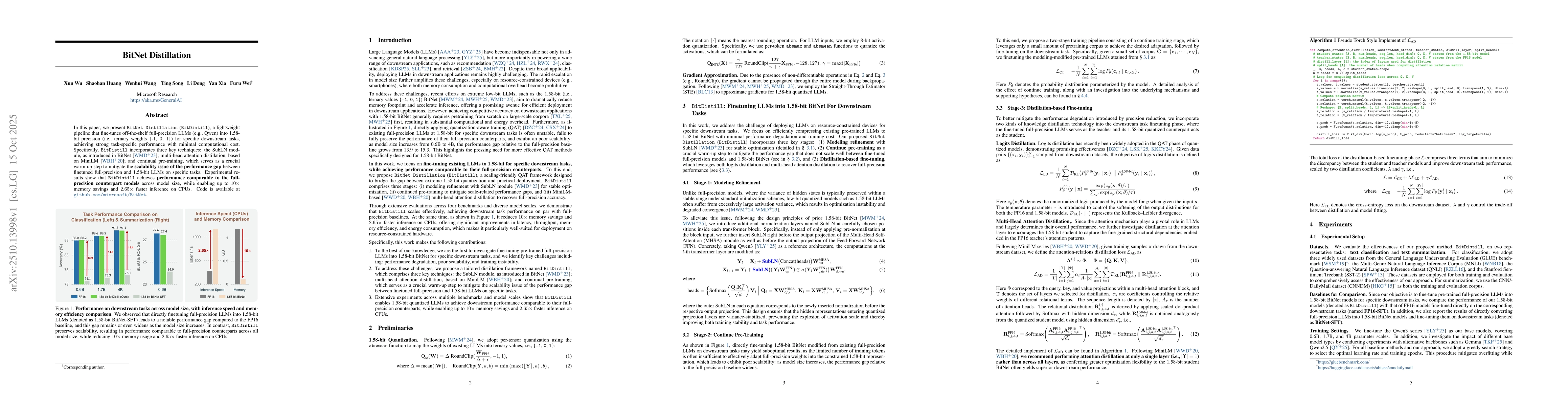 Thumbnail for BitNet Distillation