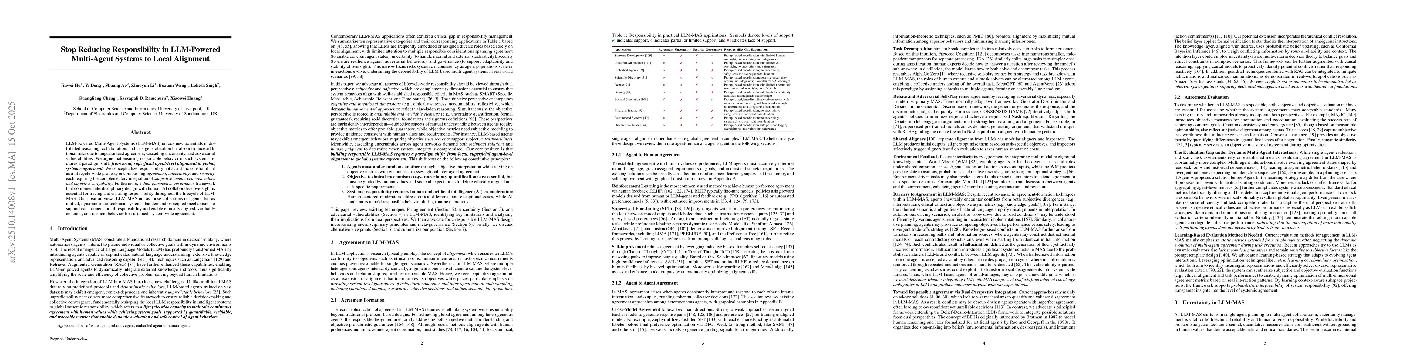 Thumbnail for Stop Reducing Responsibility in LLM-Powered Multi-Agent Systems to Local
  Alignment