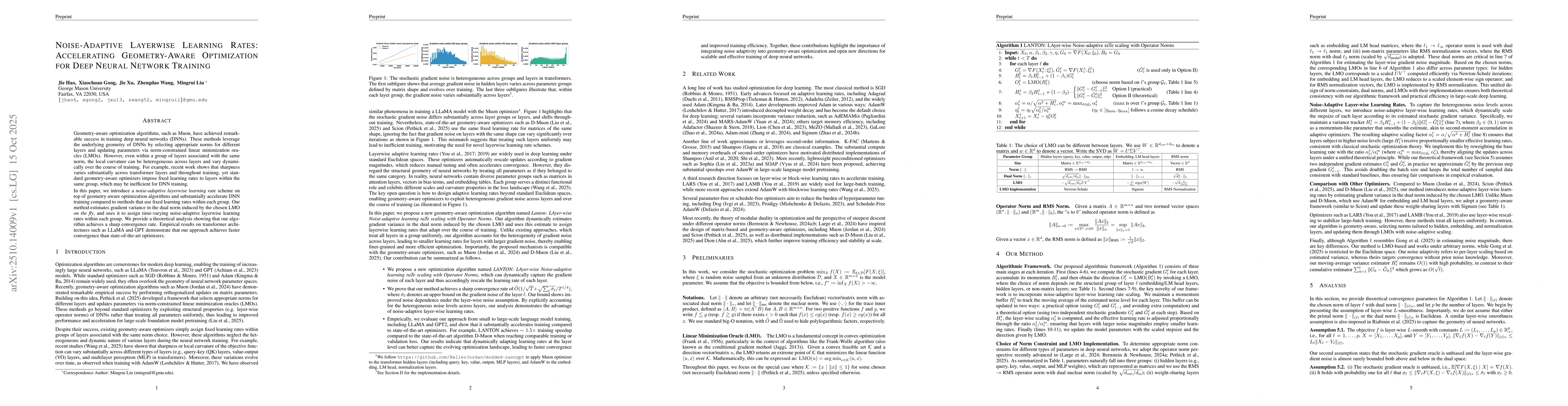Thumbnail for Noise-Adaptive Layerwise Learning Rates: Accelerating Geometry-Aware
  Optimization for Deep Neural Network Training