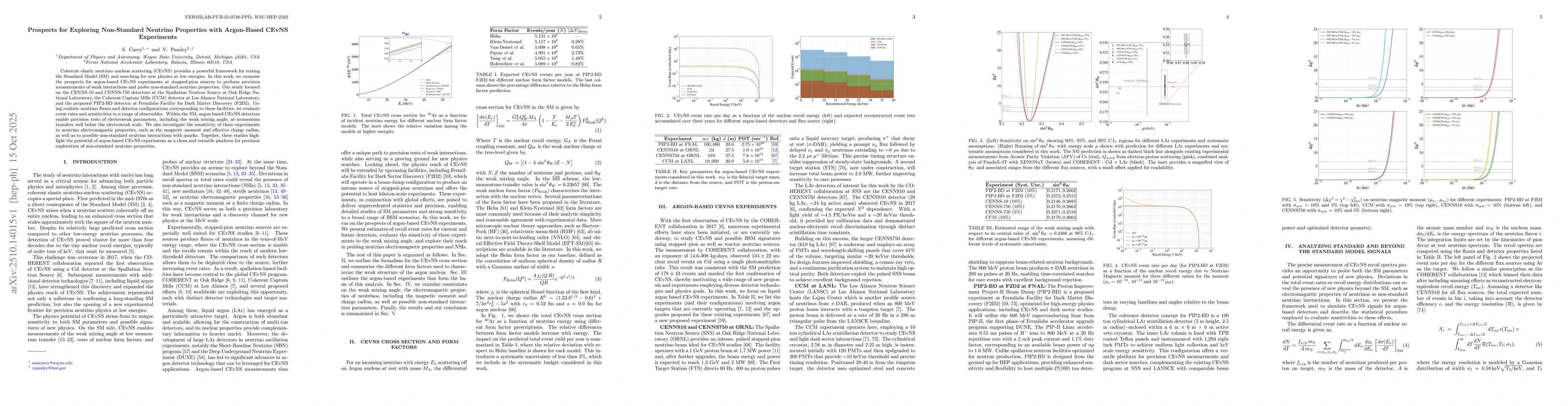 Thumbnail for Prospects for Exploring Non-Standard Neutrino Properties with
  Argon-Based CEvNS Experiments