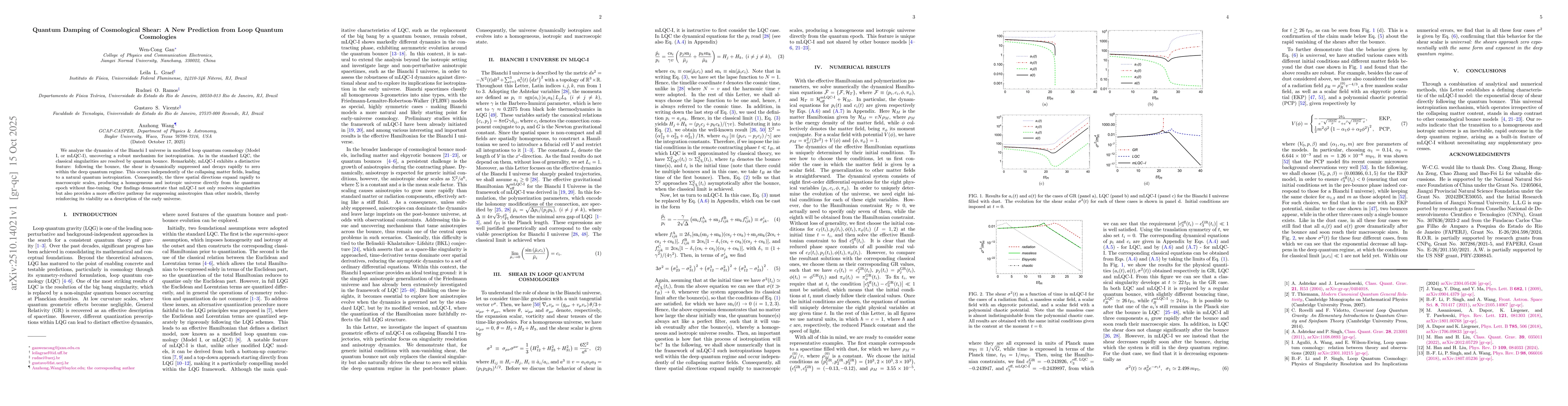 Thumbnail for Quantum Damping of Cosmological Shear: A New Prediction from Loop
  Quantum Cosmologies