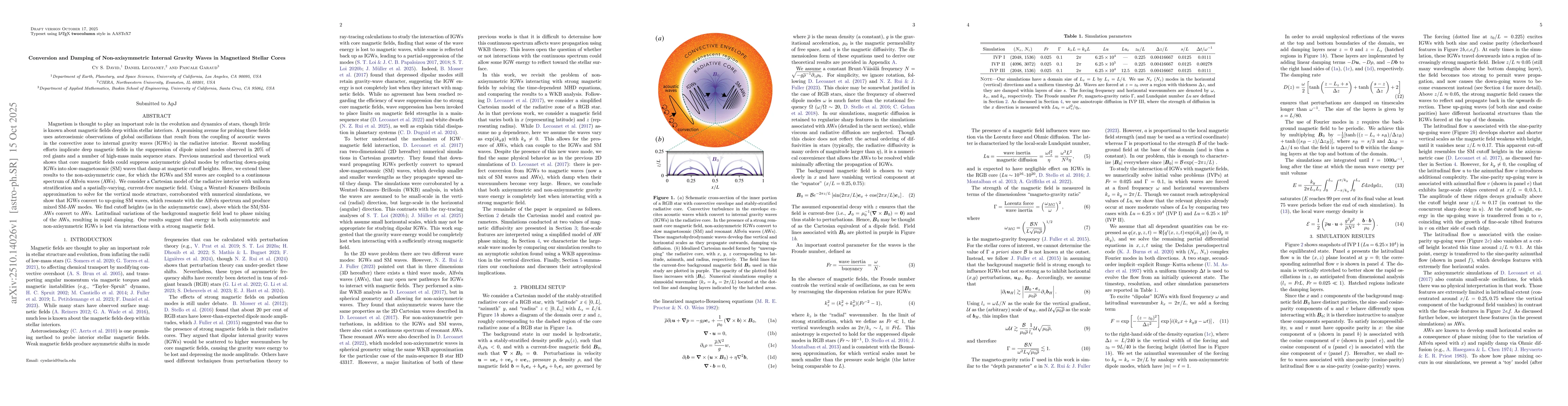 Thumbnail for Conversion and Damping of Non-axisymmetric Internal Gravity Waves in
  Magnetized Stellar Cores