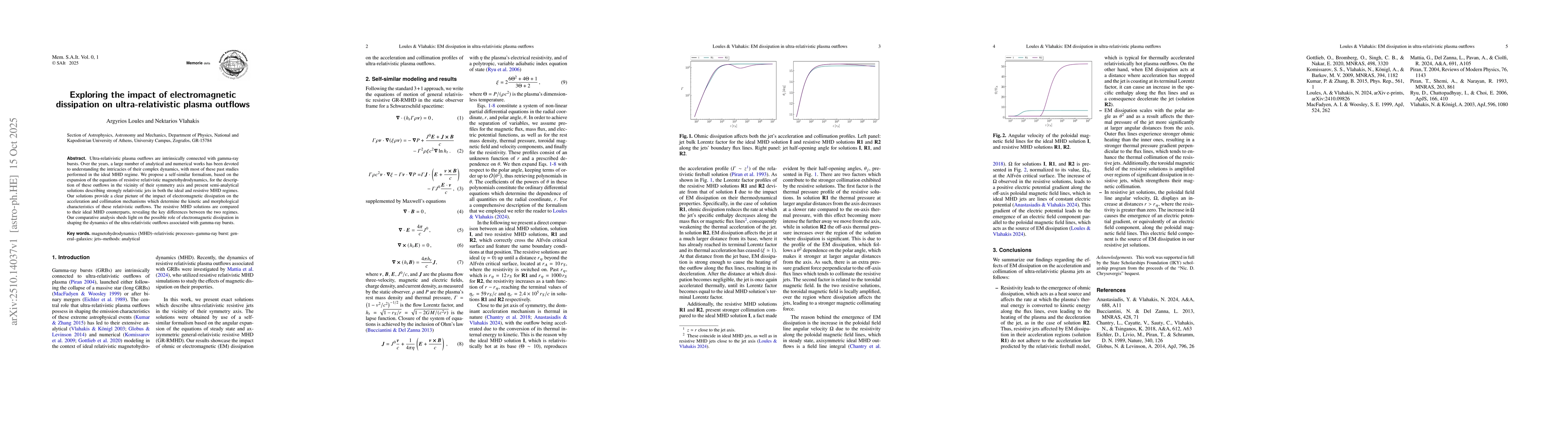 Thumbnail for Exploring the impact of electromagnetic dissipation on
  ultra-relativistic plasma outflows