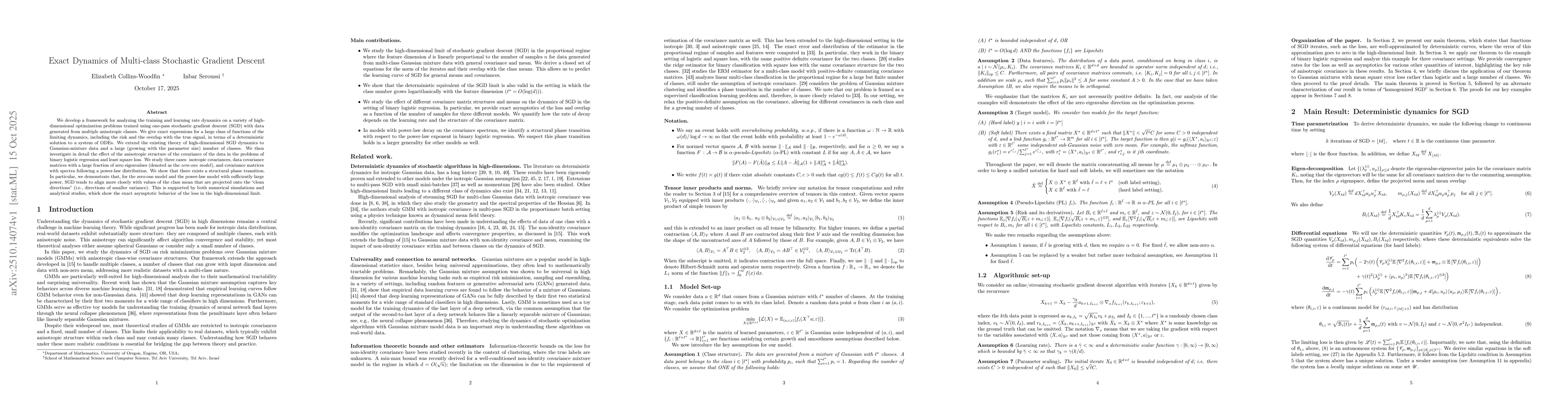 Thumbnail for Exact Dynamics of Multi-class Stochastic Gradient Descent