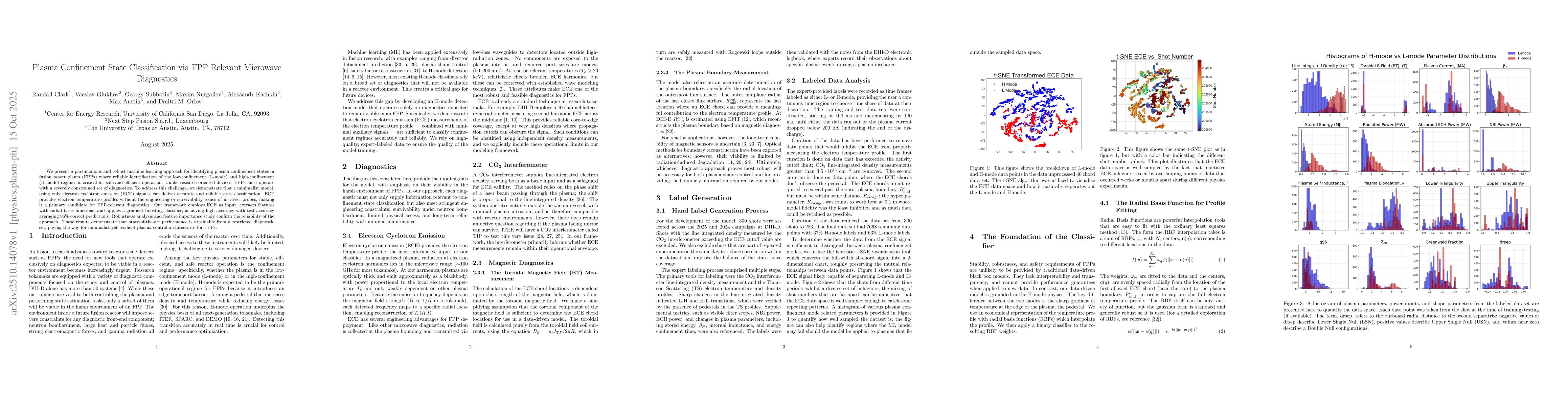 Thumbnail for Plasma Confinement State Classification via FPP Relevant Microwave
  Diagnostics