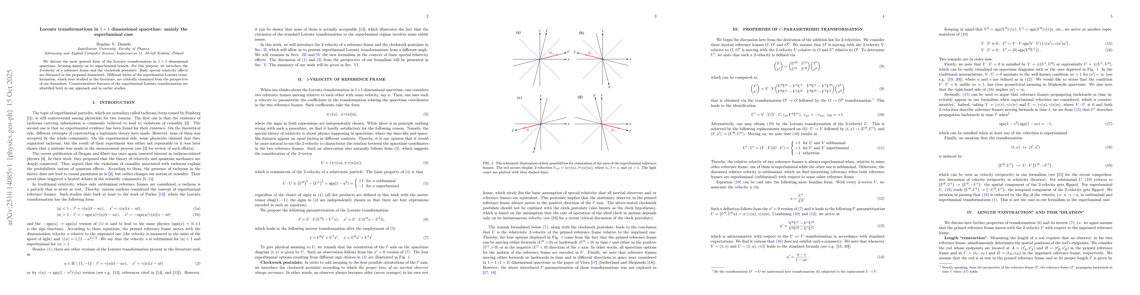 Thumbnail for Lorentz transformations in 1+1 dimensional spacetime: mainly the
  superluminal case