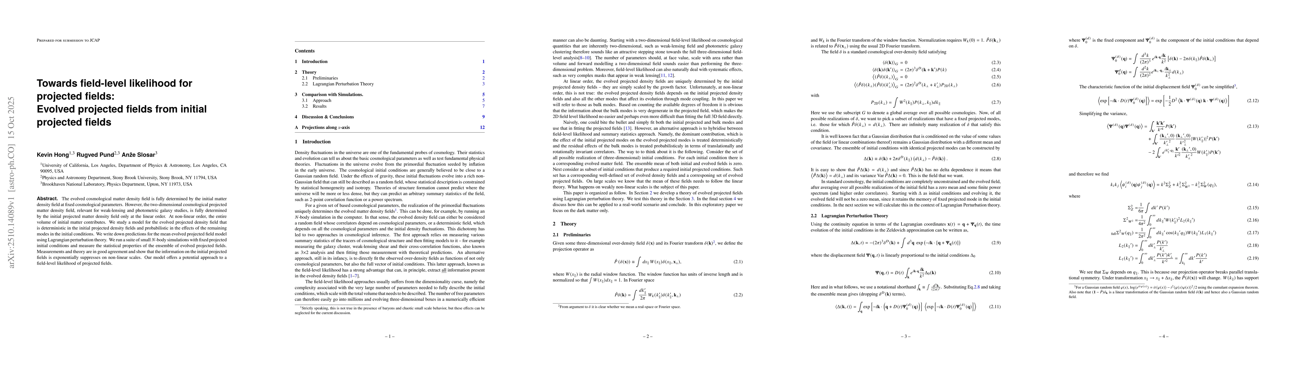 Thumbnail for Towards field-level likelihood for projected fields: Evolved projected
  fields from initial projected fields