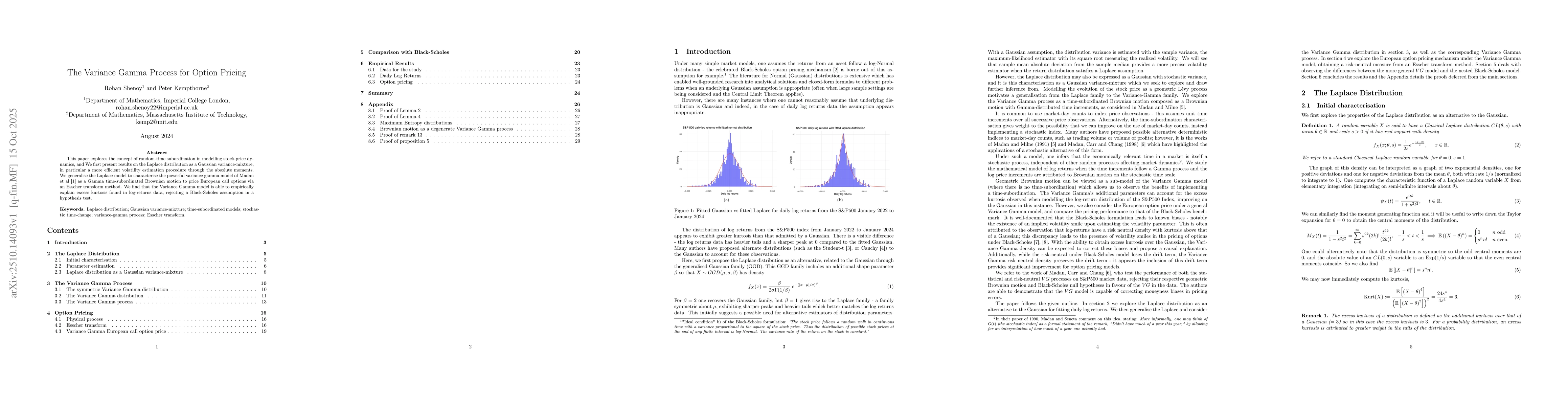 Thumbnail for The Variance-Gamma Process for Option Pricing