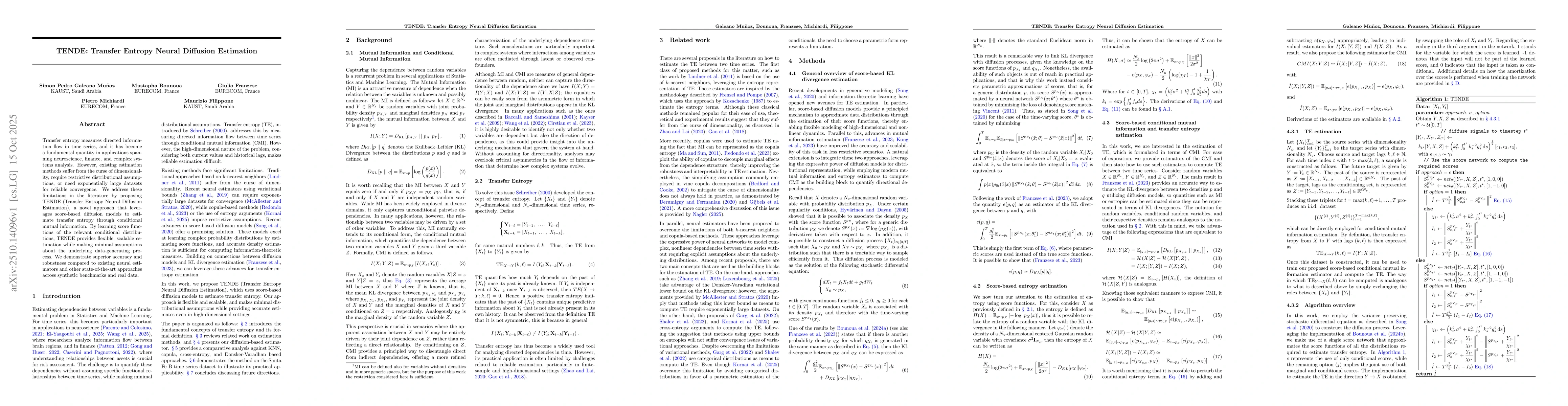 Thumbnail for TENDE: Transfer Entropy Neural Diffusion Estimation