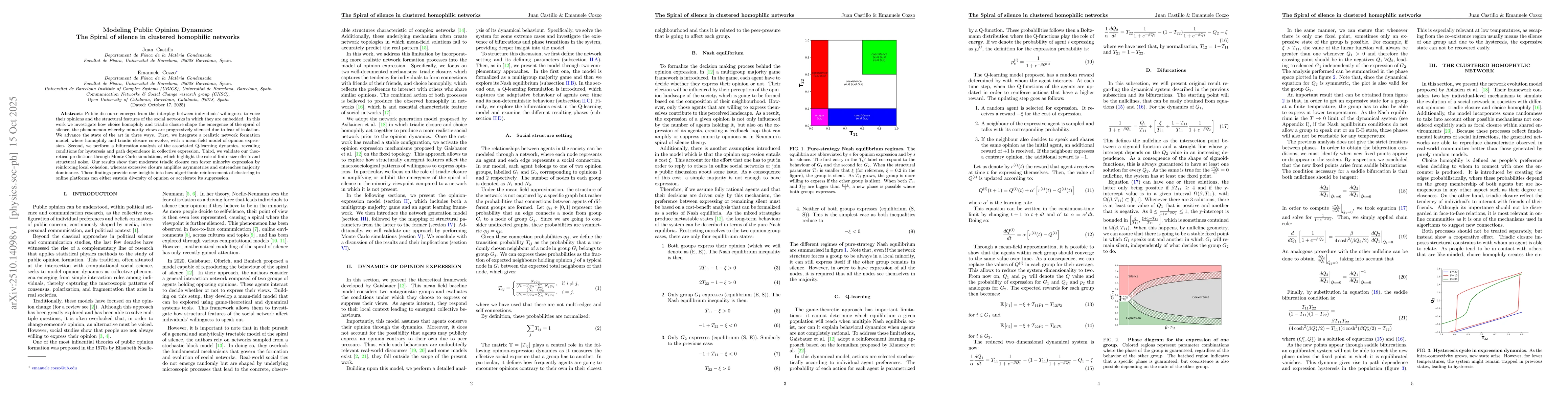 Thumbnail for Modeling Public Opinion Dynamics: The Spiral of silence in clustered
  homophilic networks