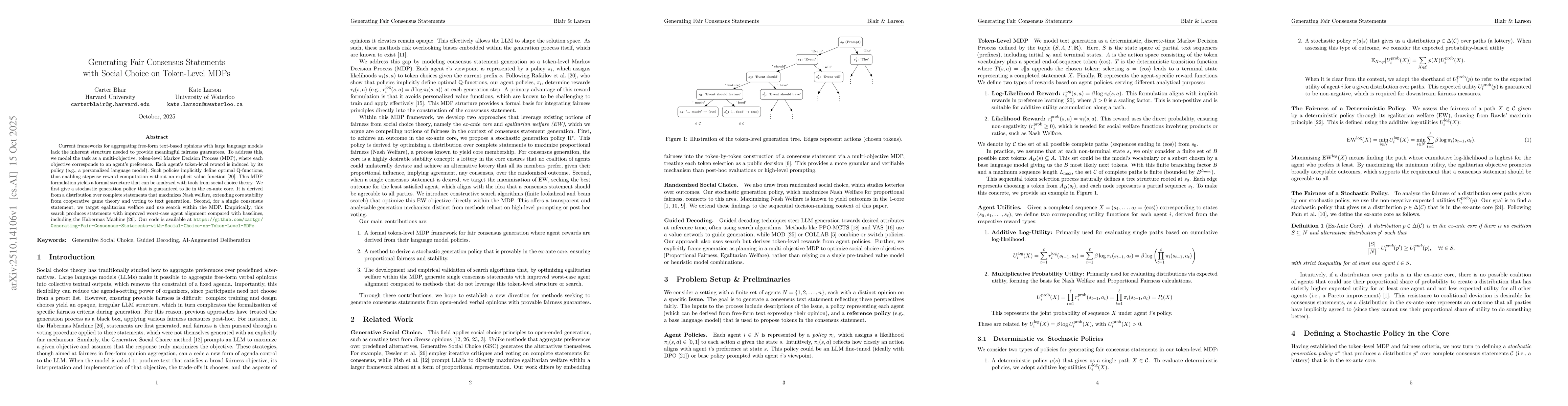 Thumbnail for Generating Fair Consensus Statements with Social Choice on Token-Level
  MDPs