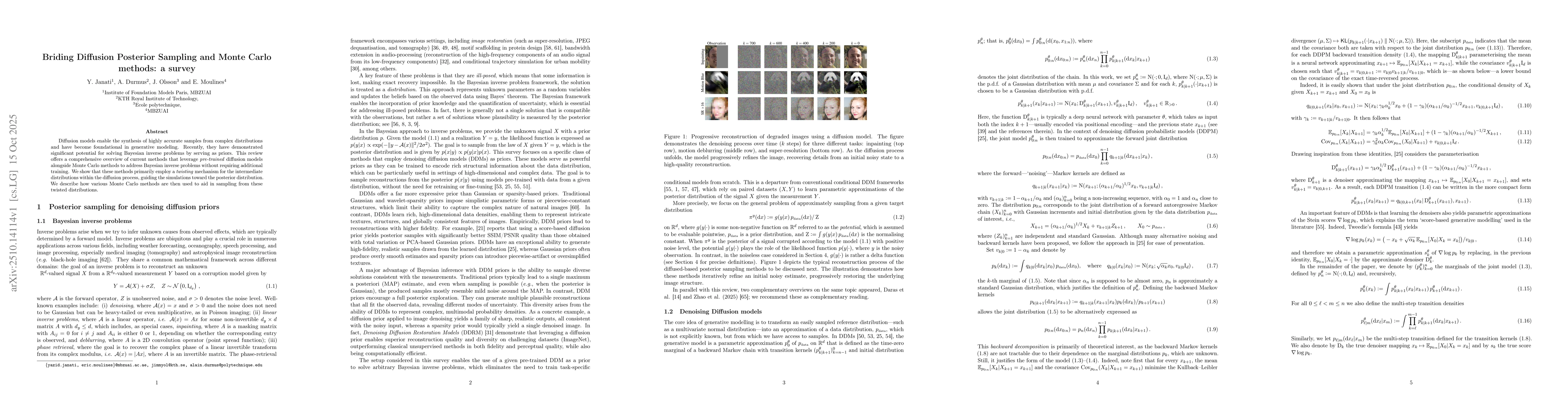 Thumbnail for Briding Diffusion Posterior Sampling and Monte Carlo methods: a survey
