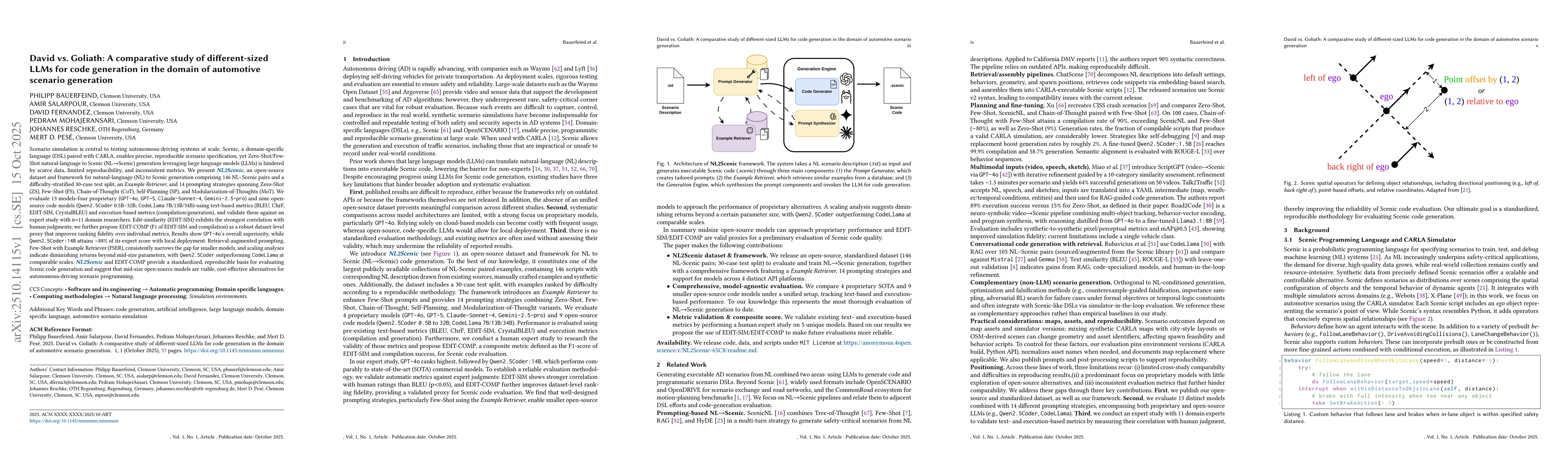 Thumbnail for David vs. Goliath: A comparative study of different-sized LLMs for code
  generation in the domain of automotive scenario generation