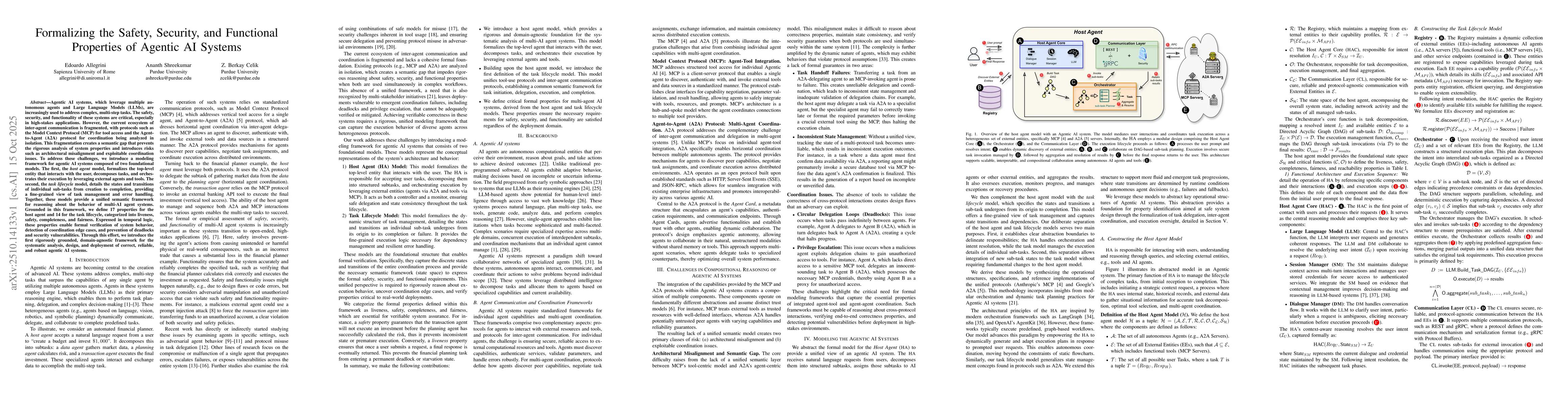 Thumbnail for Formalizing the Safety, Security, and Functional Properties of Agentic
  AI Systems