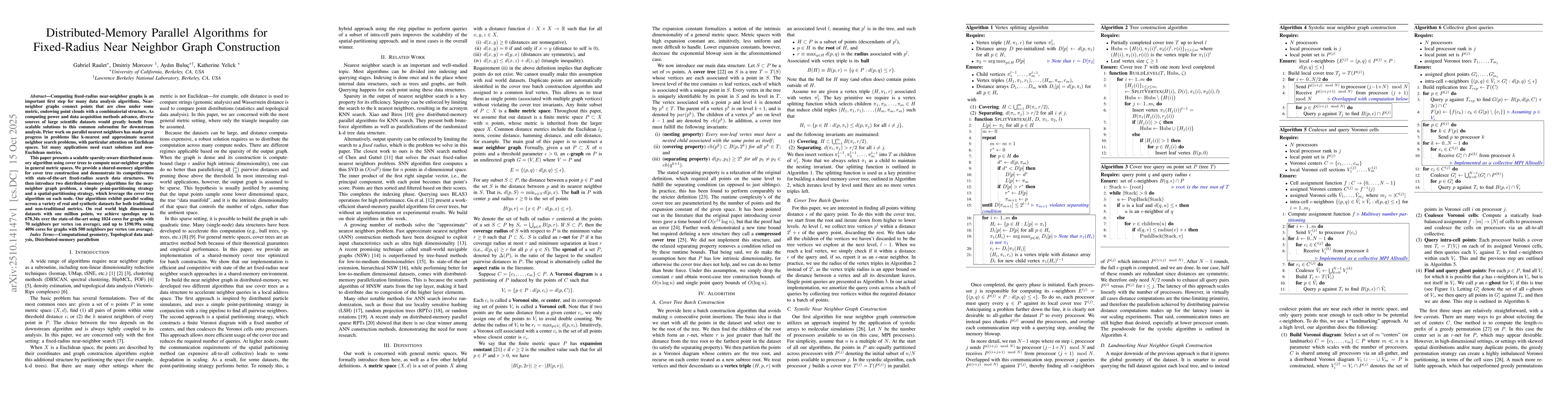 Thumbnail for Distributed-Memory Parallel Algorithms for Fixed-Radius Near Neighbor
  Graph Construction
