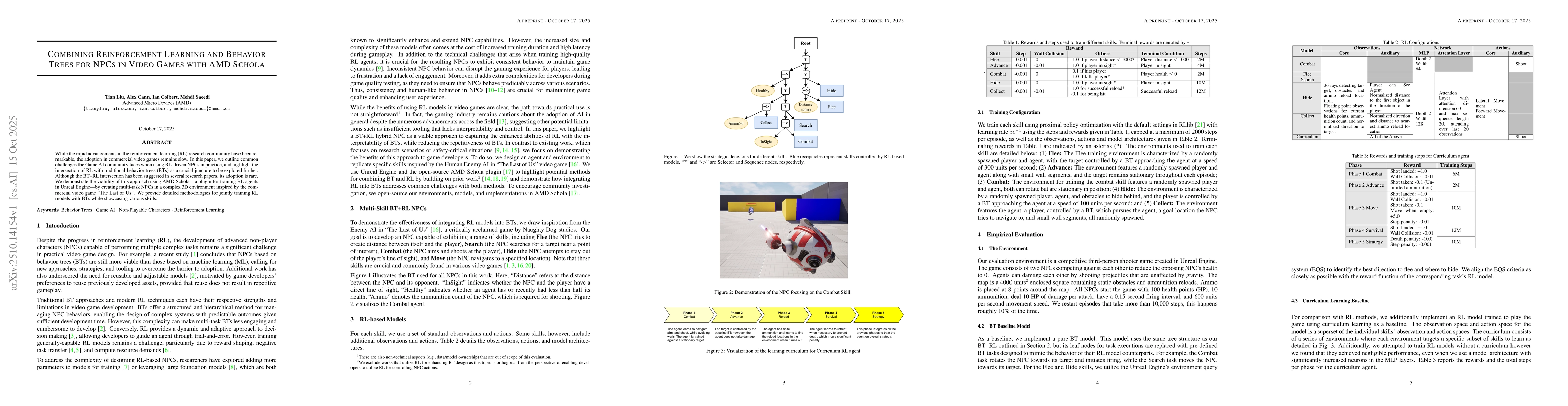 Thumbnail for Combining Reinforcement Learning and Behavior Trees for NPCs in Video
  Games with AMD Schola