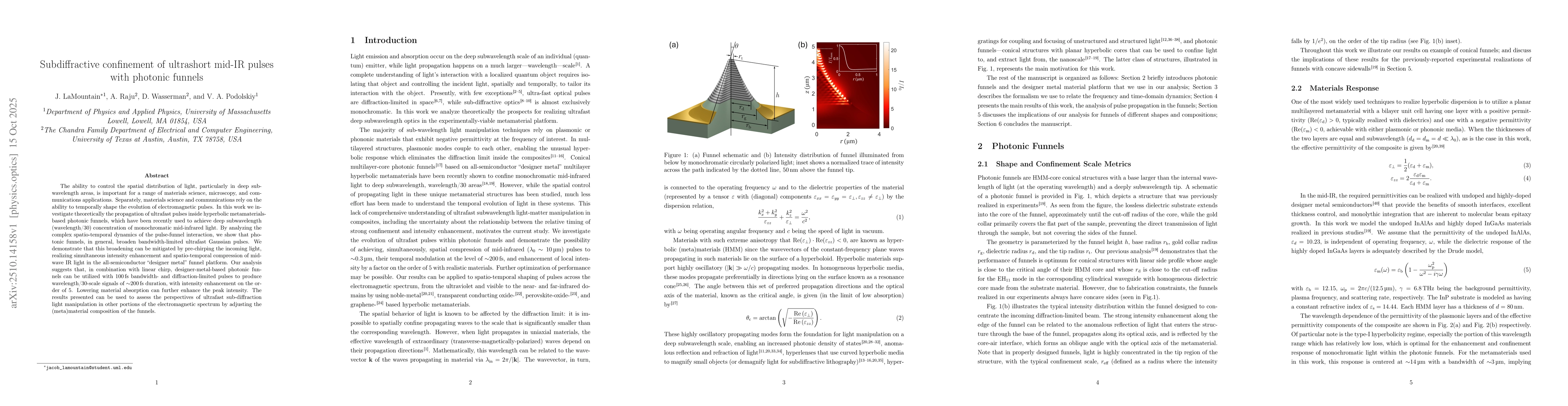 Thumbnail for Subdiffractive confinement of ultrashort mid-IR pulses with photonic
  funnels