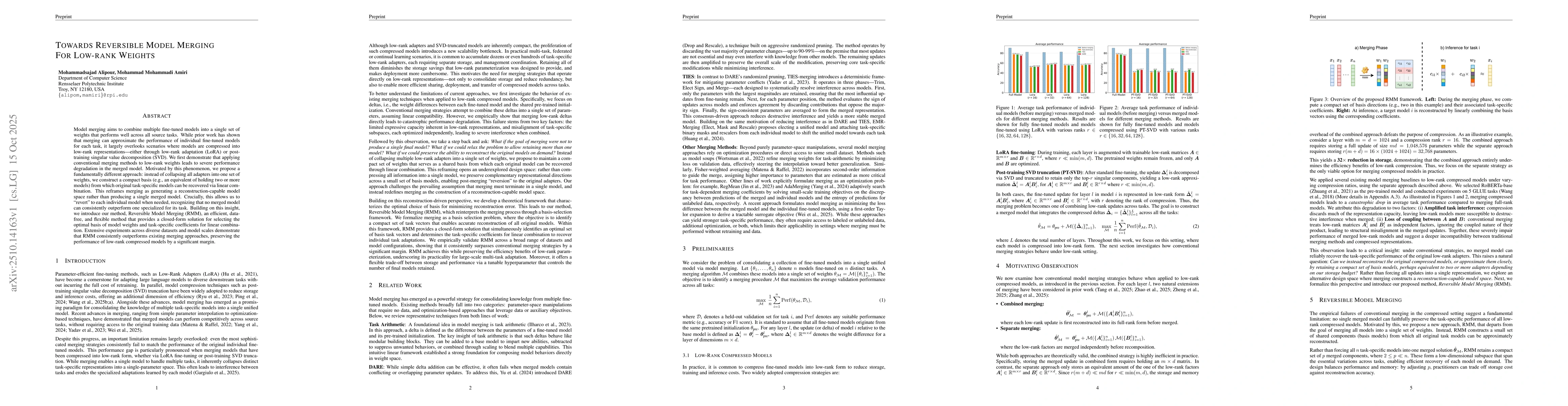 Thumbnail for Towards Reversible Model Merging For Low-rank Weights