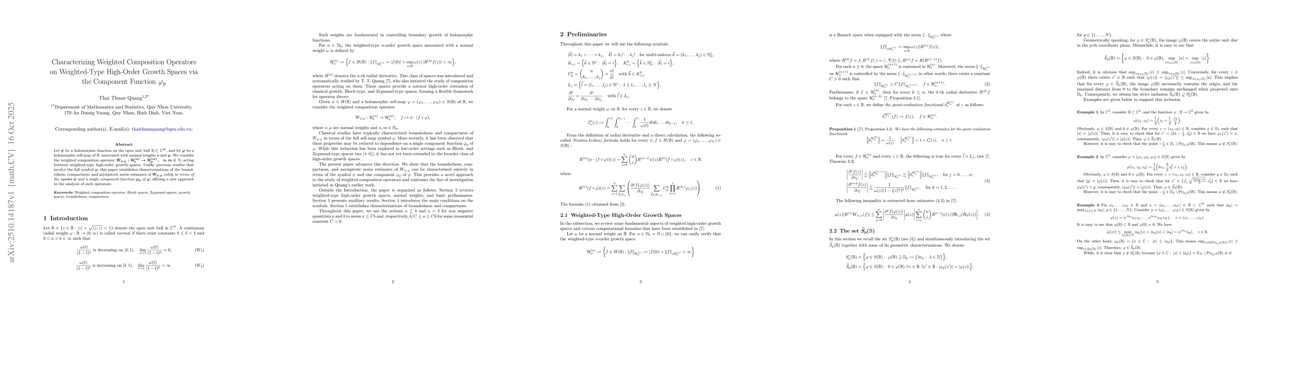 Thumbnail for Characterizing Weighted Composition Operators on Weighted-Type
  High-Order Growth Spaces via the Component Function $\varphi_p$