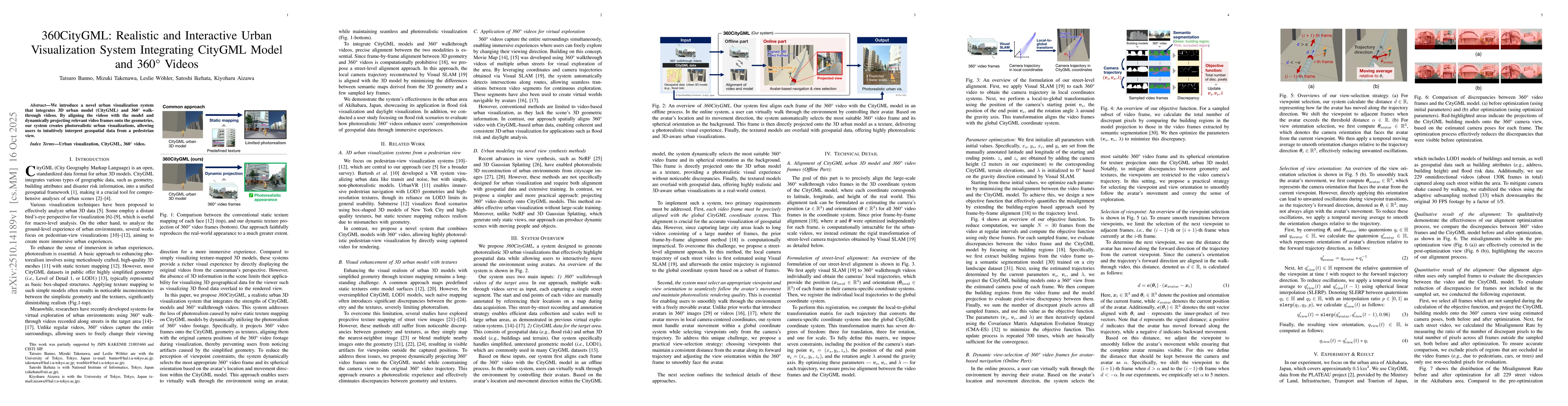 Thumbnail for 360CityGML: Realistic and Interactive Urban Visualization System
  Integrating CityGML Model and 360° Videos