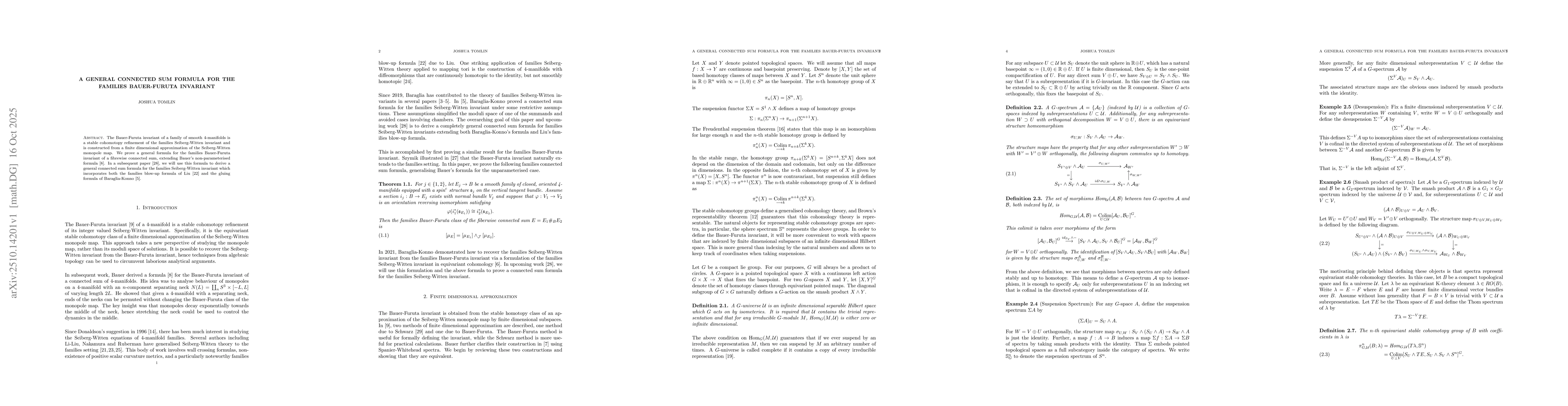 Thumbnail for A general connected sum formula for the families Bauer-Furuta invariant