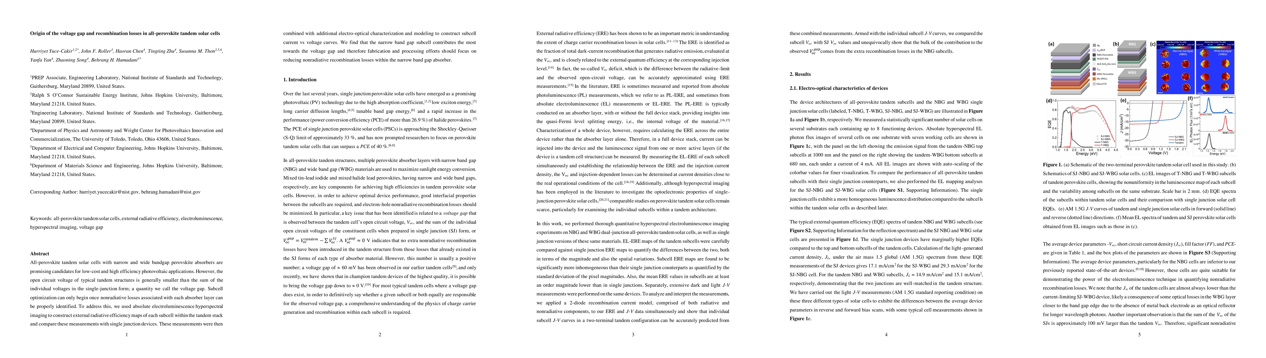 Thumbnail for Origin of the voltage gap and recombination losses in all-perovskite
  tandem solar cells
