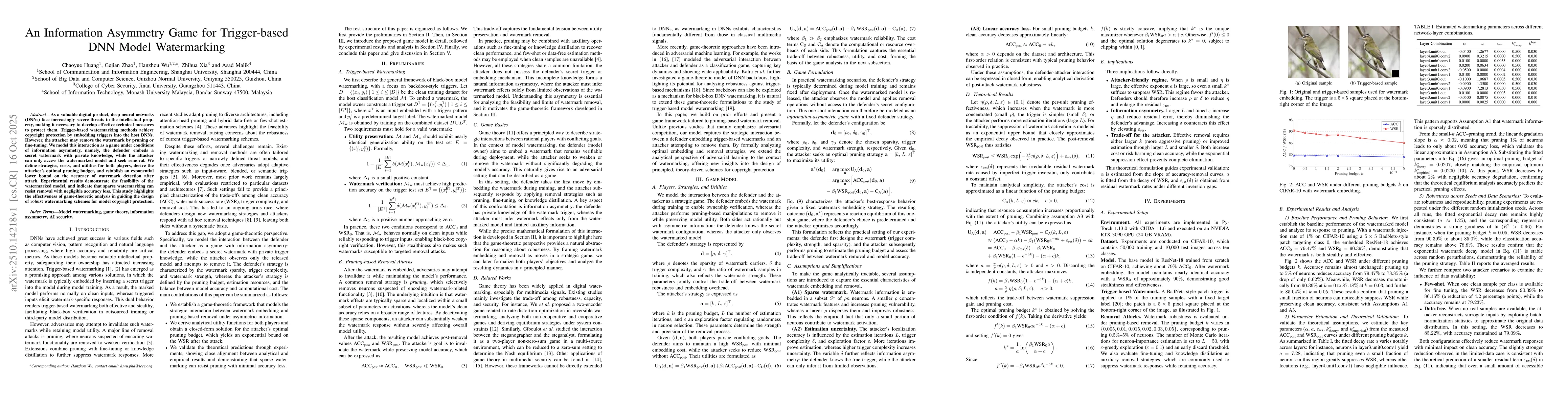 Thumbnail for An Information Asymmetry Game for Trigger-based DNN Model Watermarking