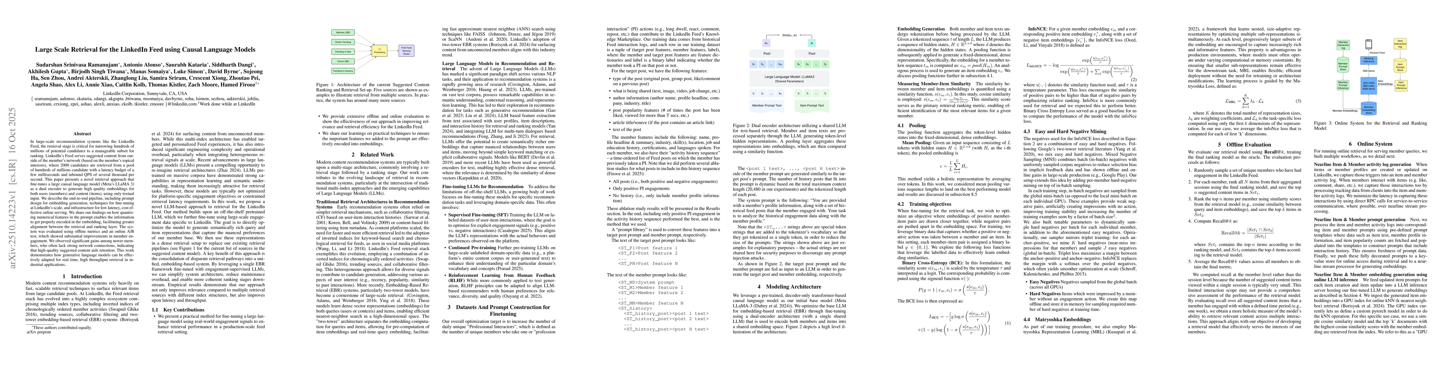 Thumbnail for Large Scale Retrieval for the LinkedIn Feed using Causal Language Models