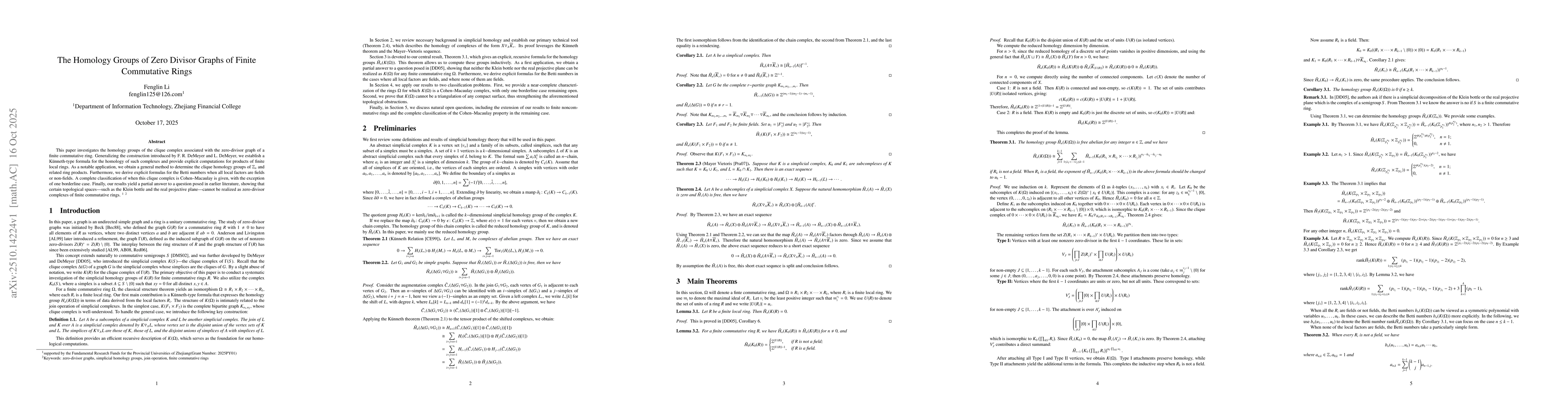 Thumbnail for The Homology Groups of Zero Divisor Graphs of Finite Commutative Rings