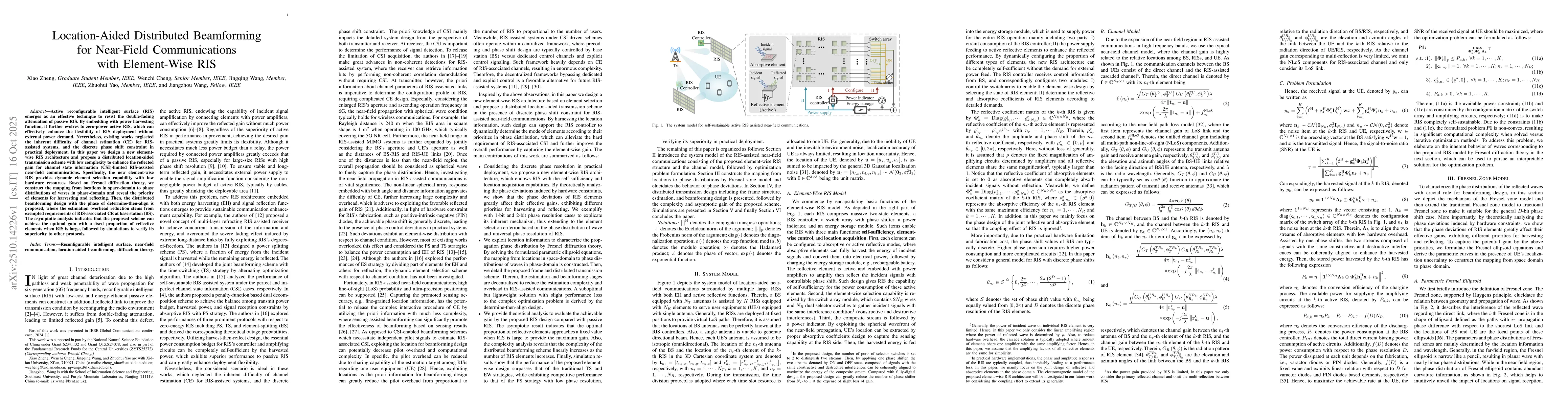 Thumbnail for Location-Aided Distributed Beamforming for Near-Field Communications
  with Element-Wise RIS