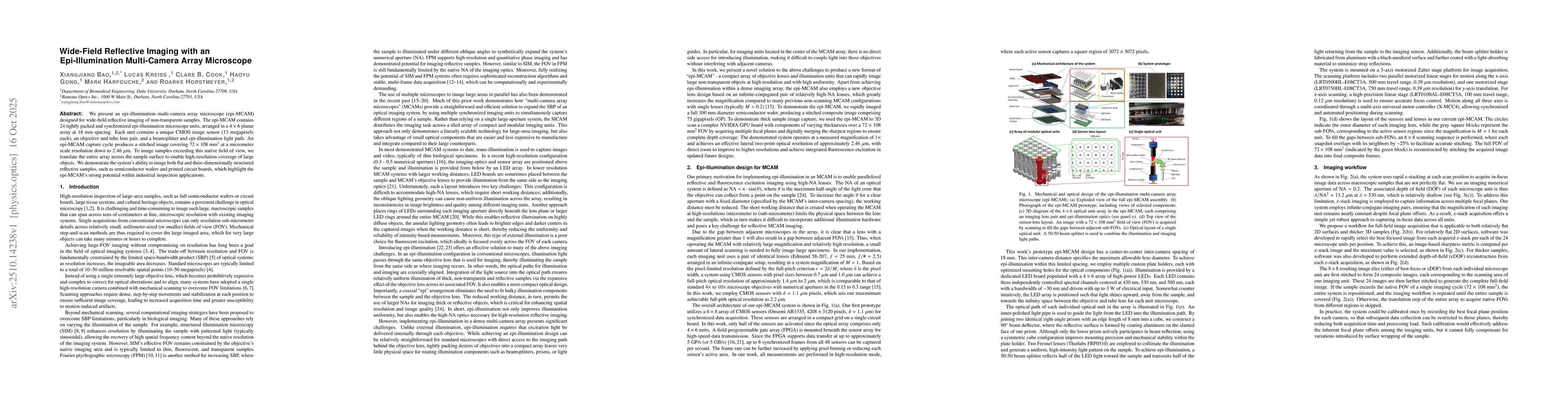 Thumbnail for Wide-Field Reflective Imaging with an Epi-Illumination Multi-Camera
  Array Microscope