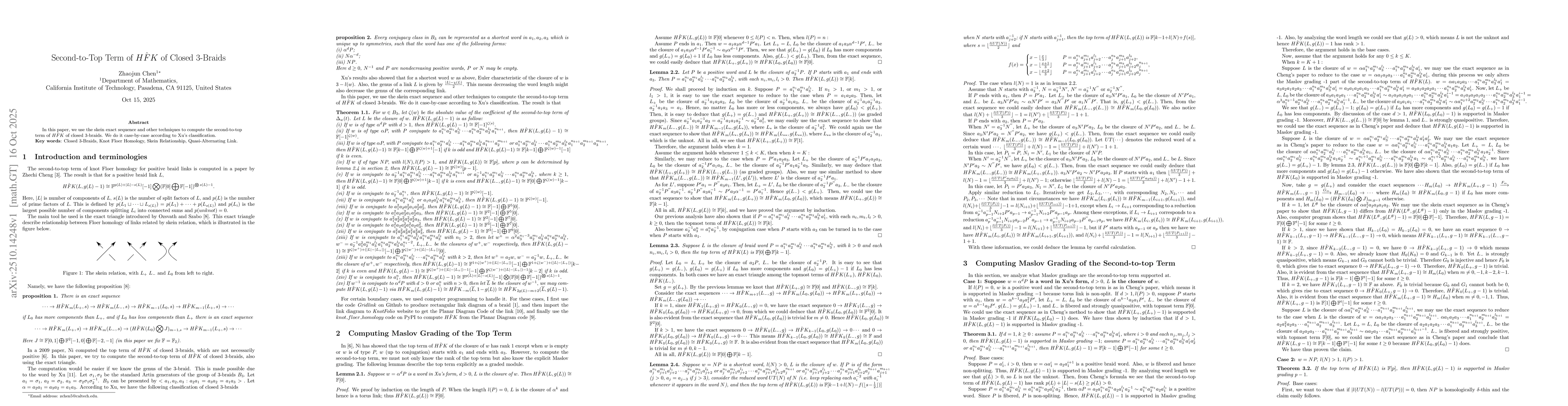 Thumbnail for Second-to-Top Term of \hat{HFK} of Closed 3-Braids