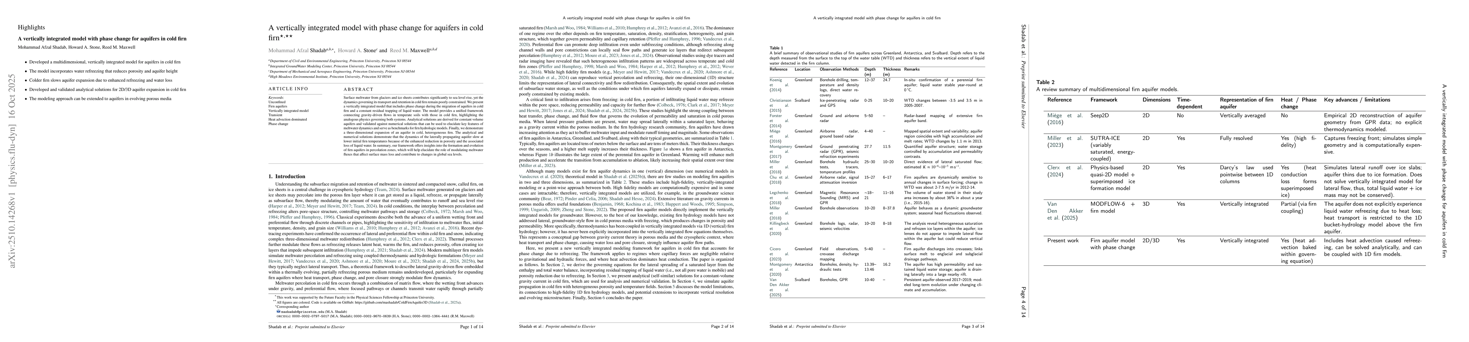 Thumbnail for A vertically integrated model with phase change for aquifers in cold
  firn