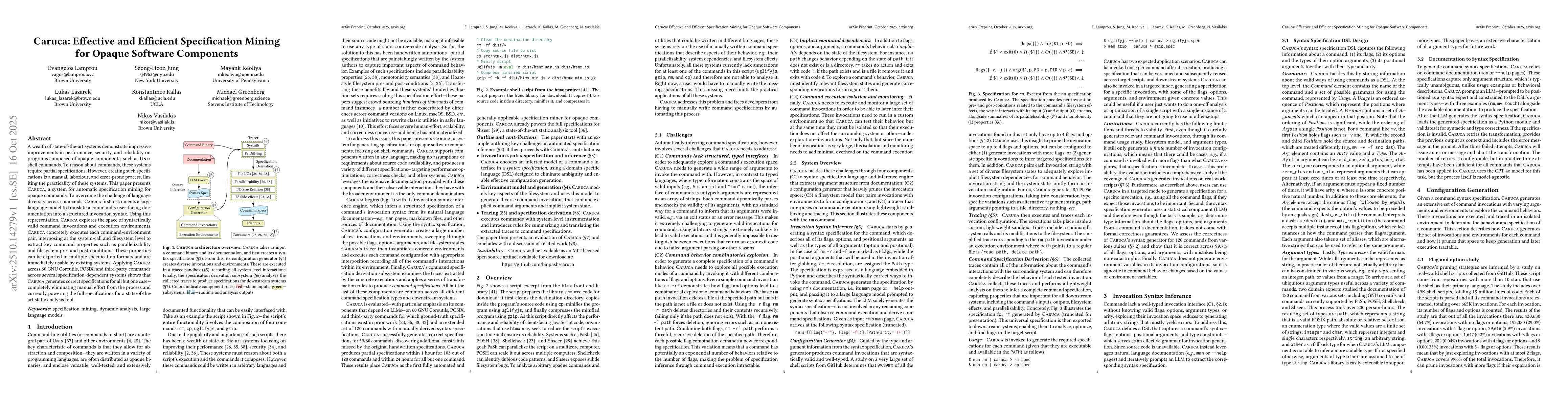 Thumbnail for Caruca: Effective and Efficient Specification Mining for Opaque Software
  Components