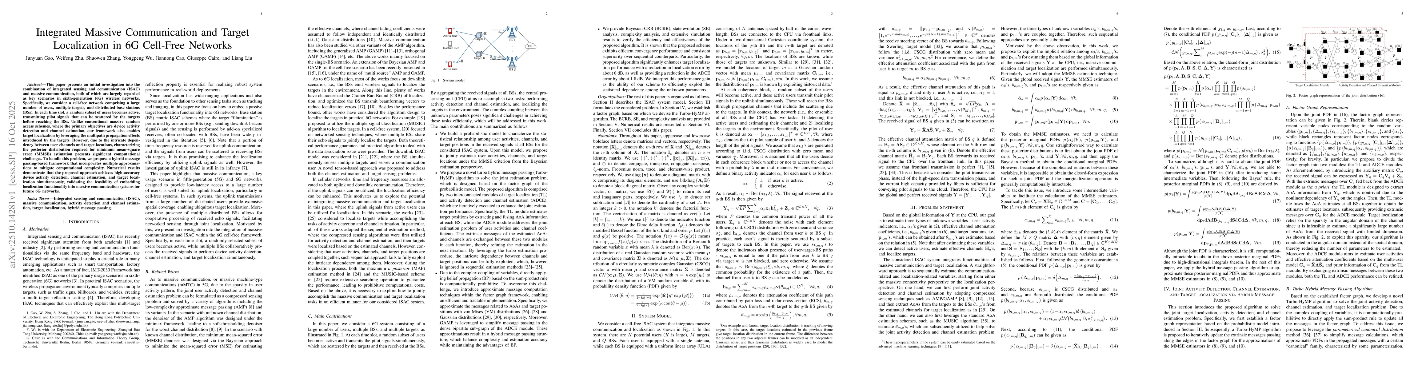 Thumbnail for Integrated Massive Communication and Target Localization in 6G Cell-Free
  Networks