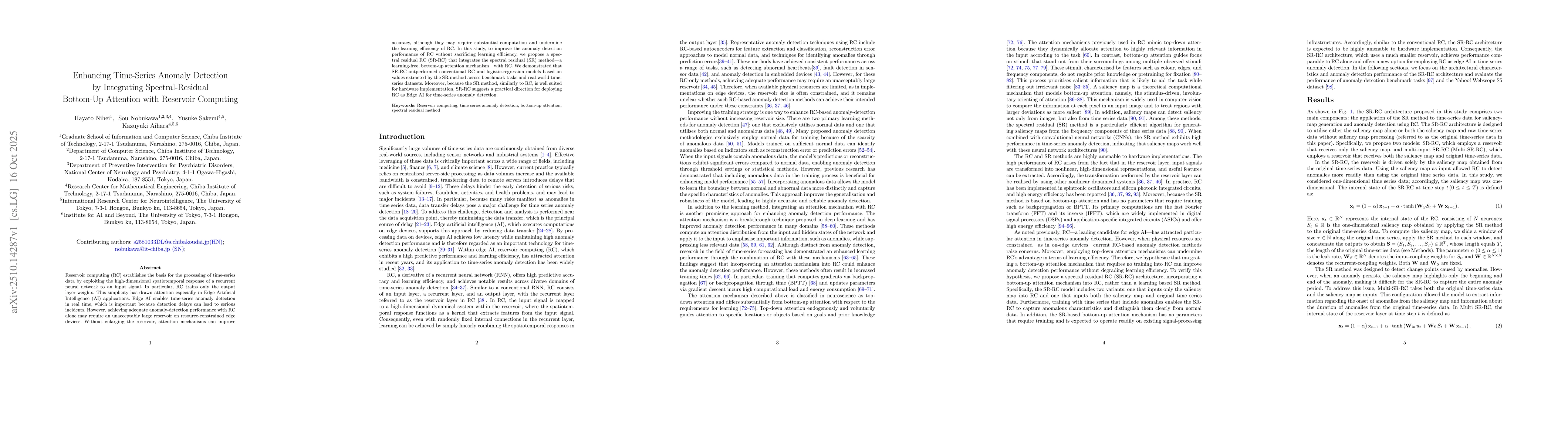 Thumbnail for Enhancing Time-Series Anomaly Detection by Integrating Spectral-Residual
  Bottom-Up Attention with Reservoir Computing