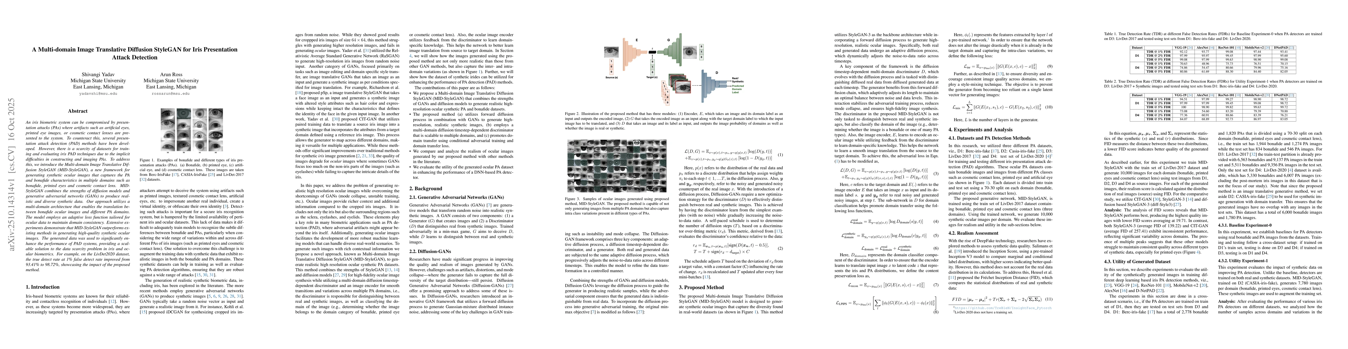 Thumbnail for A Multi-domain Image Translative Diffusion StyleGAN for Iris
  Presentation Attack Detection