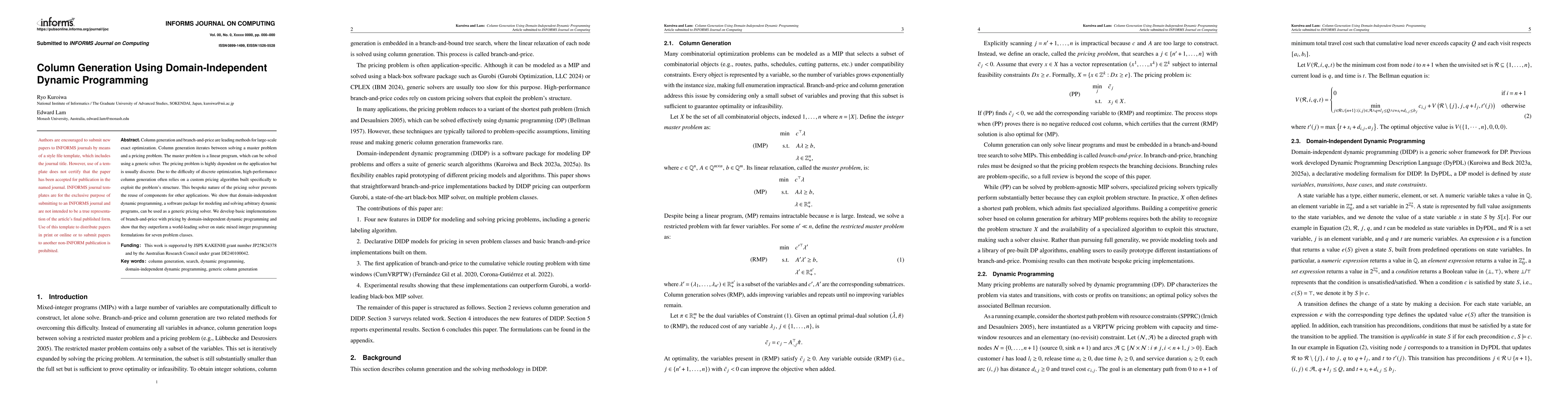 Thumbnail for Column Generation Using Domain-Independent Dynamic Programming
