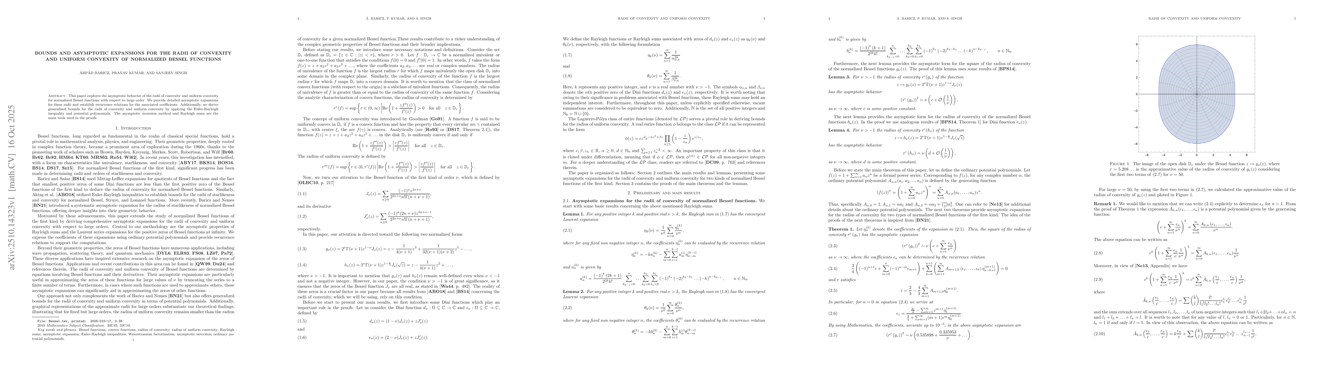 Thumbnail for Bounds and asymptotic expansions for the radii of convexity and uniform
  convexity of normalized Bessel functions