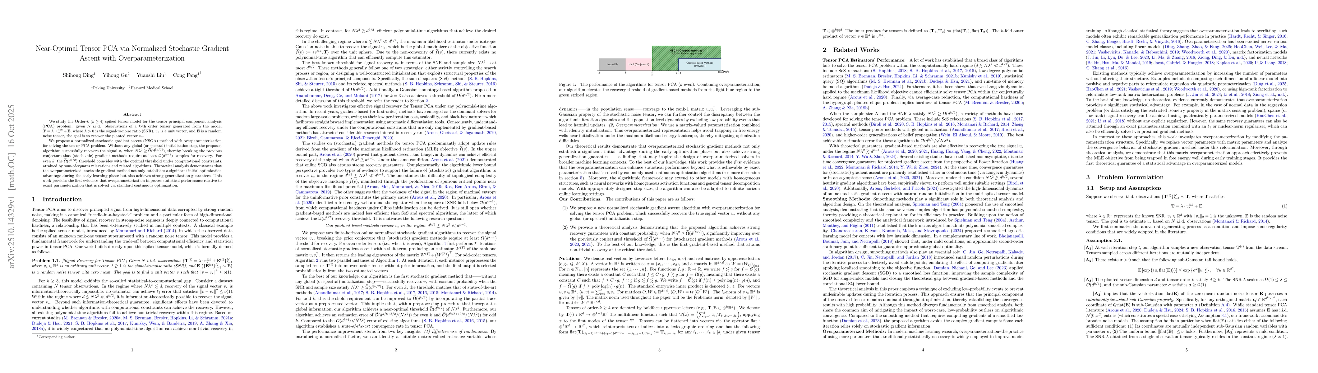 Thumbnail for Near-Optimal Tensor PCA via Normalized Stochastic Gradient Ascent with
  Overparameterization
