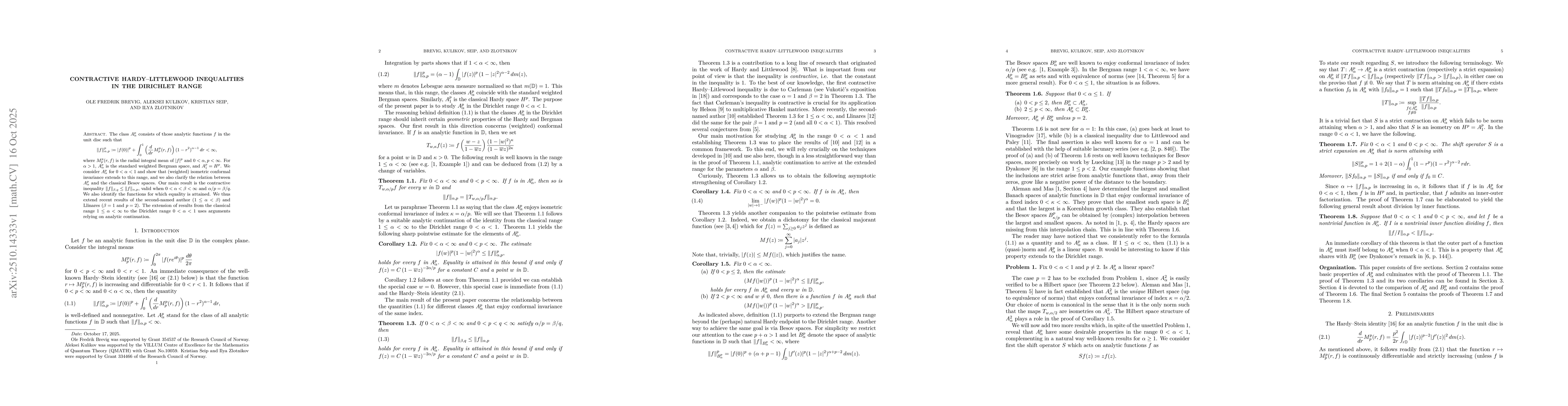 Thumbnail for Contractive Hardy--Littlewood inequalities in the Dirichlet range
