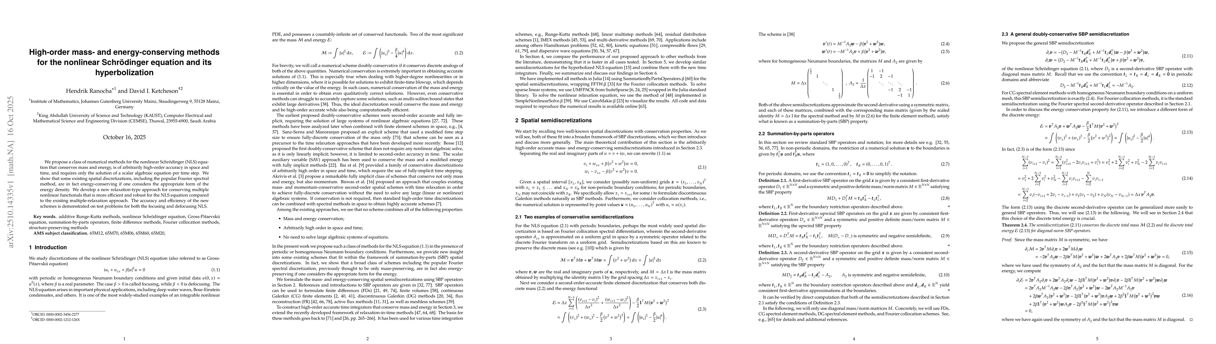 Thumbnail for High-order mass- and energy-conserving methods for the nonlinear
  Schrödinger equation and its hyperbolization