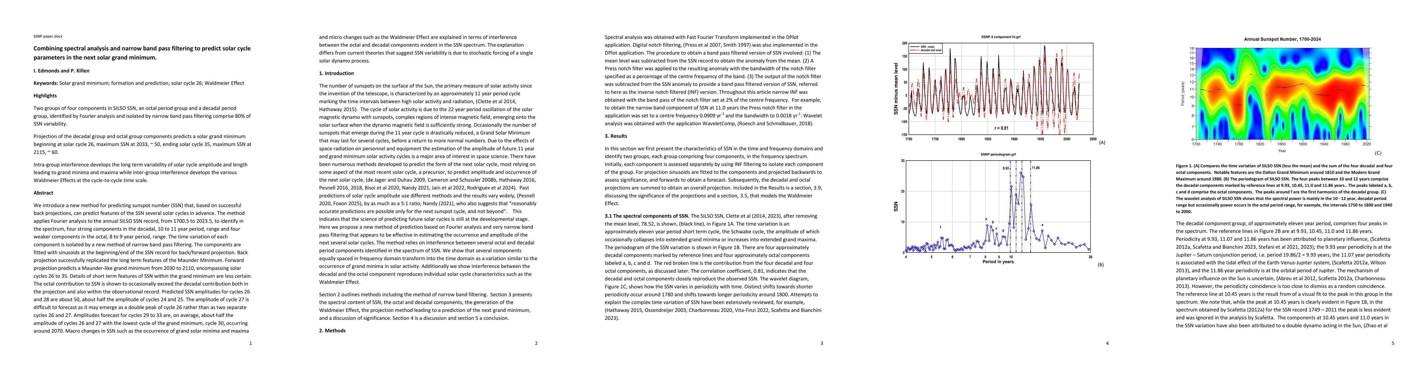 Thumbnail for Combining spectral analysis and narrow band pass filtering to predict
  solar cycle parameters in the next solar grand minimum
